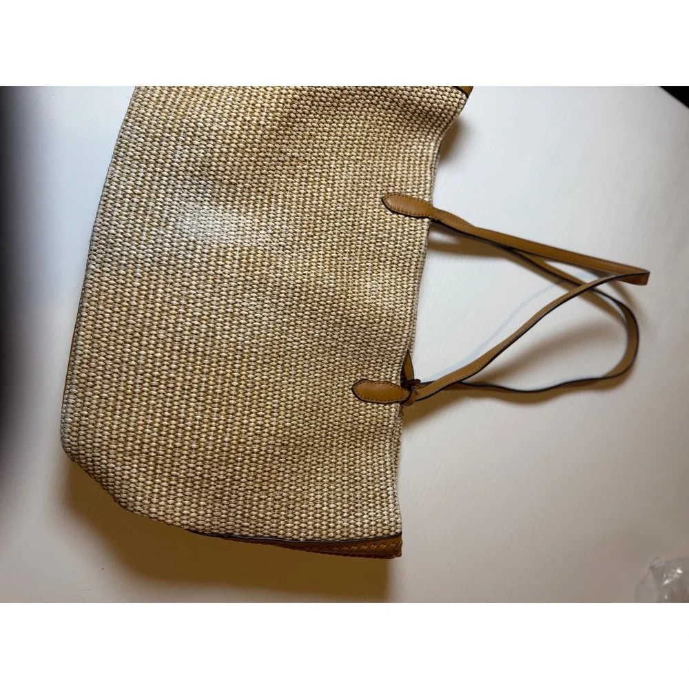 Aimee Kestenberg All For Love Convertible Leather Shopper Raffia/Latte Tote Bag